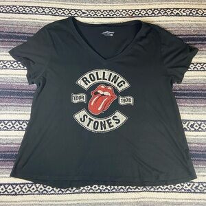 Rolling Stones 3X Black Graphic Tee T Shirt Top Blouse Volup Plus Size Tour 1978